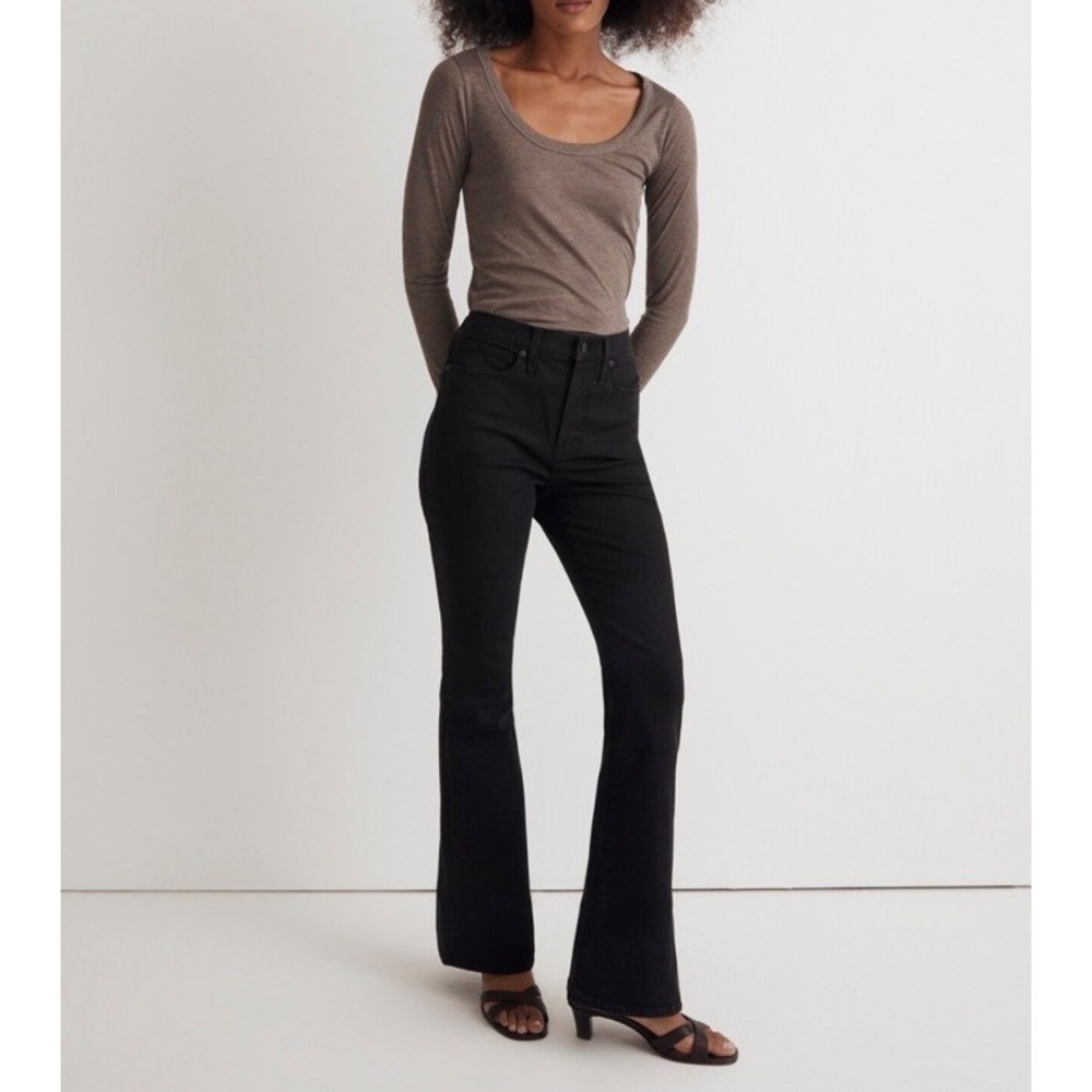Madewell Skinny Flare Slit Hem Jeans Womens High Rise Black Denim Y2K Size 25
